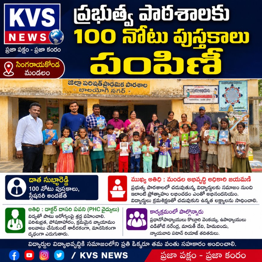 విద్యార్థులకు చేయూత.. ప్రభుత్వ పాఠశాలకు స్టేషనరీ అందజేత